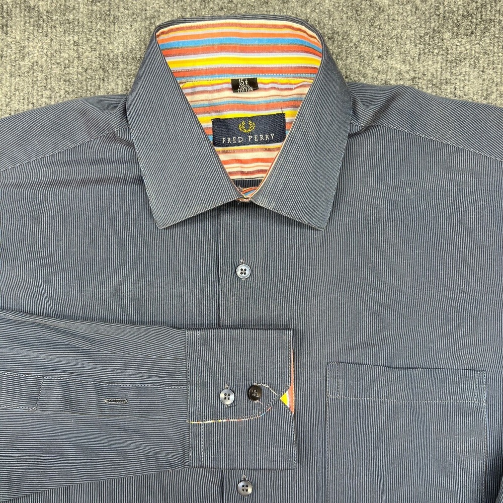 FRED PERRY CASUAL MEN DRESS SHIRT SHORT SLEEVE ORIGINAL SIZE 15.5